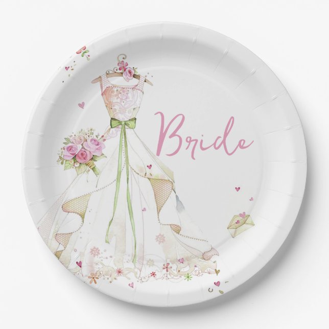 Bridal Shower Wedding Dress  Paper Plates (Front)