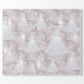Bridal Shower Wedding Dress Pastel Glitter Lights Wrapping Paper (Flat)