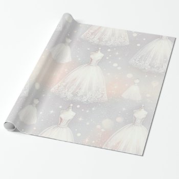 Bridal Shower Wedding Dress Pastel Lights Wrapping Paper by GlitterInvitations at Zazzle