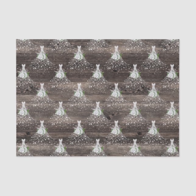 Bridal shower Wedding dress rustic party Tissue Paper (Front)
