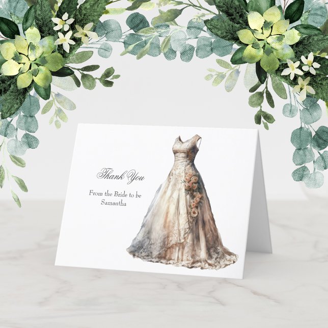 Bridal Shower Wedding Dress Thank you Cards (Wedding Dress Bridal Shower Thank you cards)