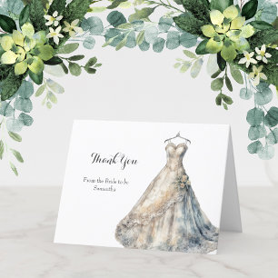 Bridal Shower Wedding Dress Thank you Cards