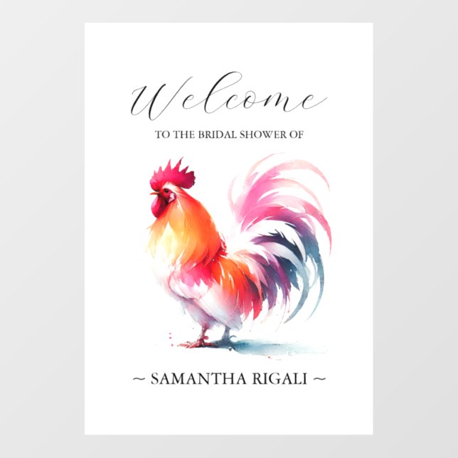 Bridal Shower Wedding Floor Decal Rooster (Front)