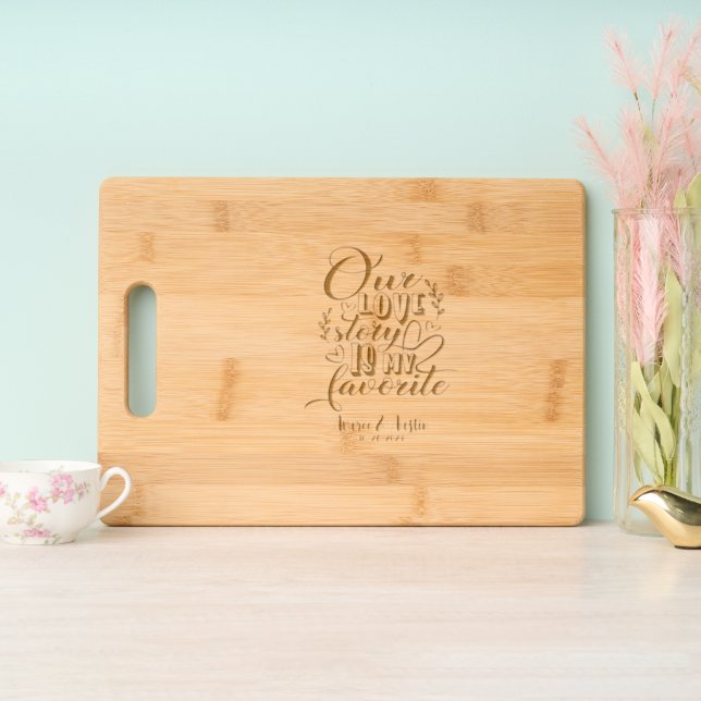 Bridal Shower Wedding Gift  Engraved Cutting Board (Upright)