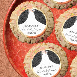 Bridal Shower Wedding Gown on Black Reese's Peanut Butter Cups<br><div class="desc">Elegant bridal shower stickers for Reese's Peanut Butter Cups feature a beautiful bride in her wedding gown on a white rose pattern on a black background and your details in chic lettering. Change to ANY COLOR background. MATCHING invitations and more in our store.</div>