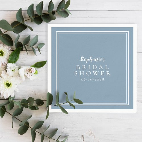 Bridal Shower Wedding Simple Modern Dusty Blue  Napkins