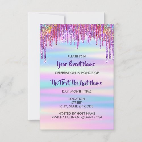 Bridal Shower Wedding Sweet 16th Holograph  Invitation