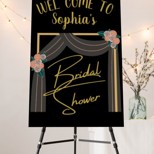 Bridal Shower Welcome Black And Gold  Foam Board