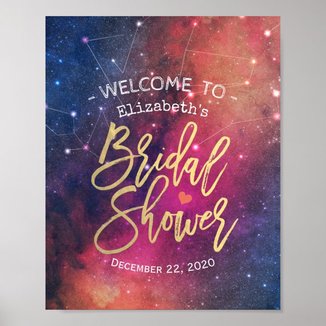 Bridal Shower Welcome Galaxy Nebula Constellations Poster (Front)