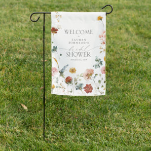 Bridal Shower Welcome Garden Flowers Script Flag