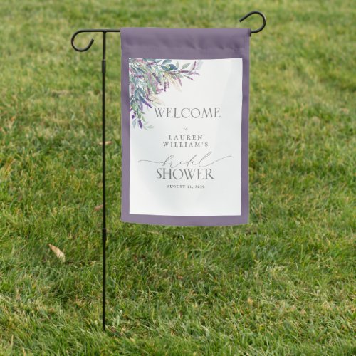 Bridal Shower Welcome Lavender Floral Watercolor Garden Flag