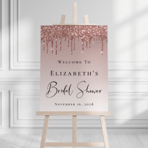 Bridal Shower Welcome Rose Gold Glitter Foam Board