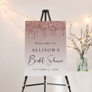 Bridal Shower Welcome Rose Gold Glitter Welcome Foam Board