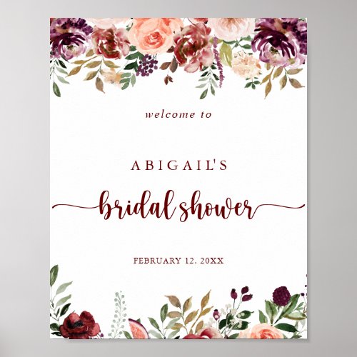  Bridal Shower Welcome Rustic Summer Floral Poster