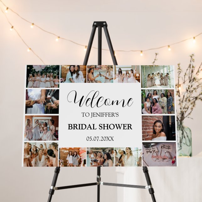 Bridal Shower Welcome Script 14 Photo Collage Foam Foam Board (In Situ (Stand))