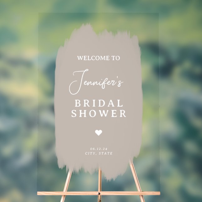 Bridal Shower Welcome Script Beige Paint Acrylic Sign (Neutral)