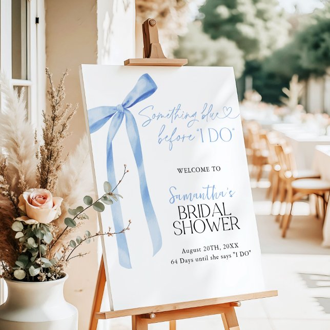 Bridal Shower Welcome Sign Blue Bow Something Blue (Creator Uploaded)