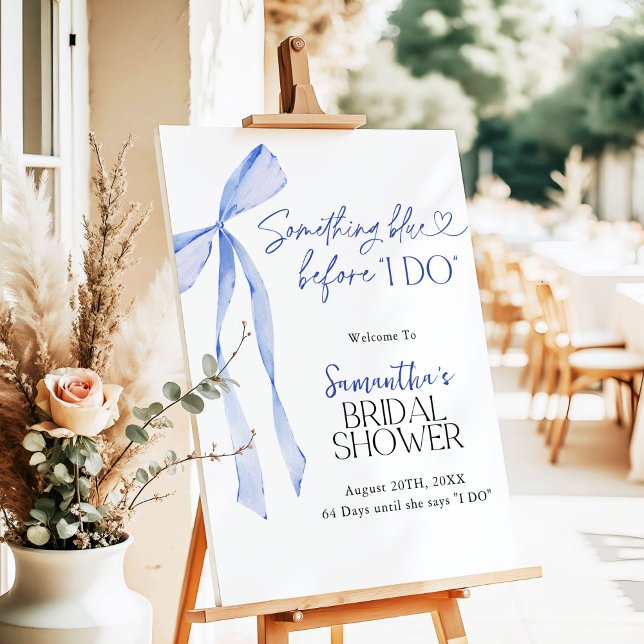 Bridal Shower Welcome Sign Blue Bow Something Blue (Creator Uploaded)
