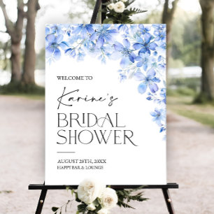 Bridal Shower Welcome Sign Blue Floral Wedding