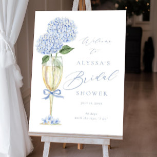 Bridal Shower Welcome Sign, Blue Hydrangea Floral Foam Board