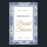 Bridal Shower welcome sign blue tiles<br><div class="desc">Bridal Shower welcome sign with a Portuguese tiles frame. Find matching items in our shop or contact us.</div>