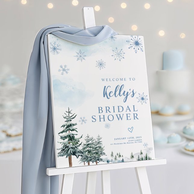 Bridal shower welcome sign, blue winter wonderland foam board (Creator Uploaded)