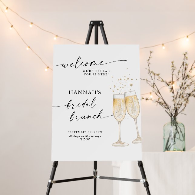 Bridal Shower Welcome Sign | Boho Brunch & Bubbly (In Situ (Stand))