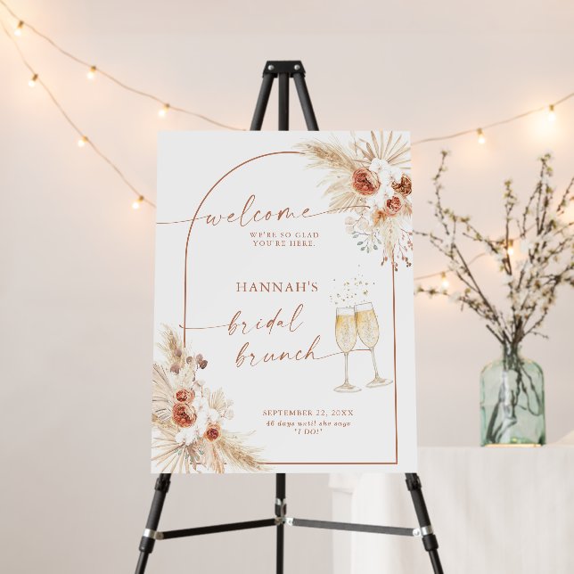 Bridal Shower Welcome Sign | Boho Brunch & Bubbly (In Situ (Stand))
