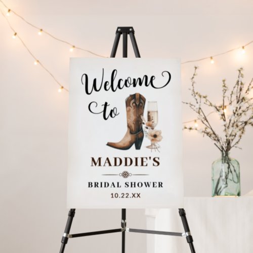 Bridal Shower Welcome Sign Boots and Bubbly