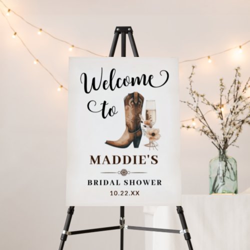 Bridal Shower Welcome Sign Boots and Bubbly