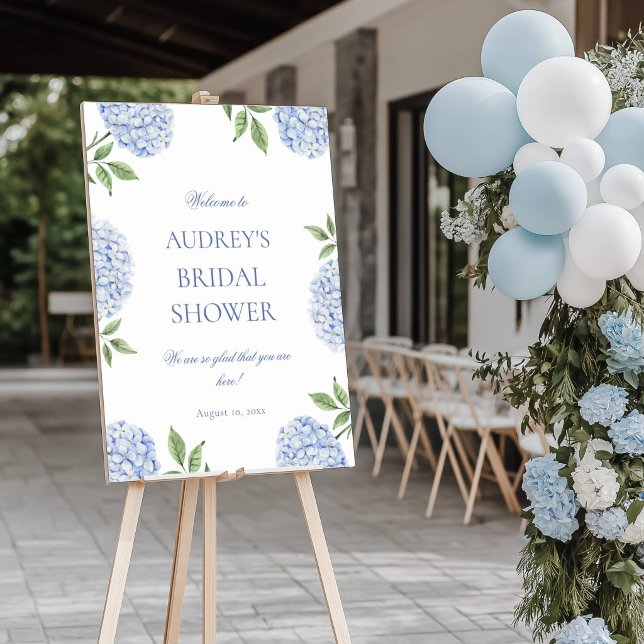 Bridal Shower Welcome Sign, Classic Blue Hydrangea Foam Board (Creator Uploaded)