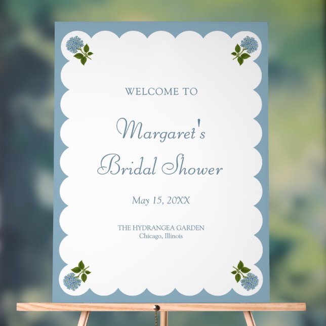 Bridal Shower Welcome Sign Dusty Blue Hydrangea  (Neutral)
