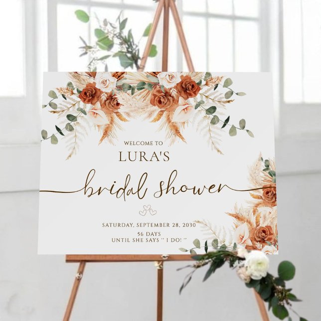 Bridal Shower Welcome Sign Elegant Rustic Floral  (Creator Uploaded)