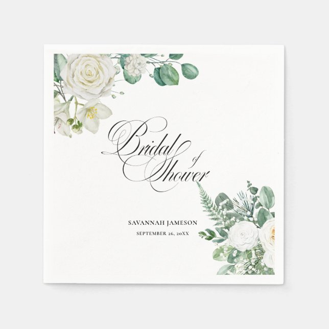bridal shower welcome sign, eucalyptus bridal  napkins (Front)