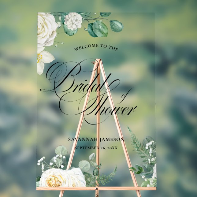 bridal shower welcome sign, eucalyptus bridal sign (Neutral)