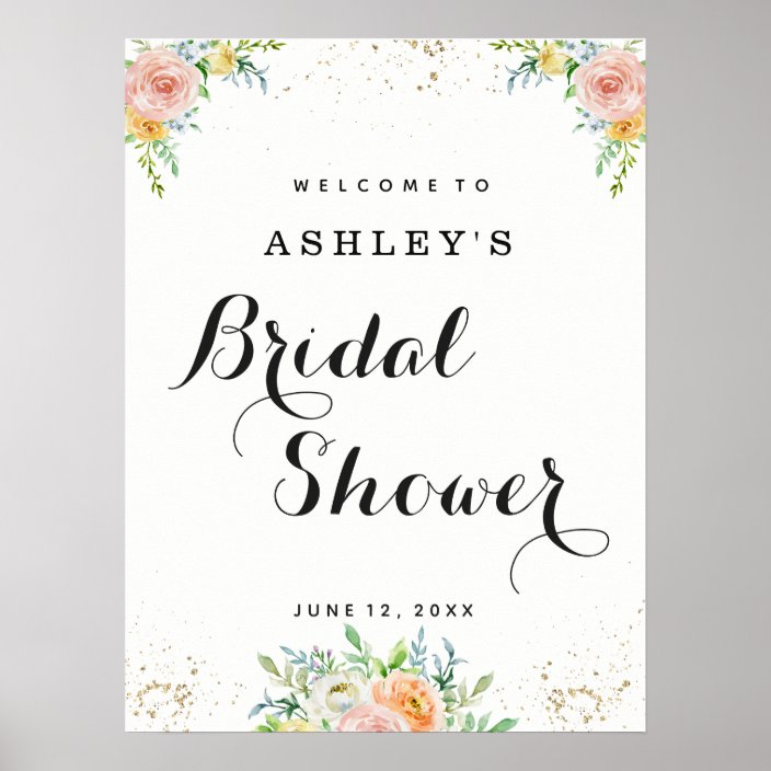 Bridal Shower sign floral elegant large