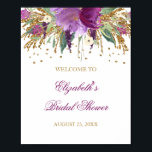 Bridal Shower Welcome Sign Floral Glitter Amethyst<br><div class="desc">Matching collection in the Little Bayleigh store! We have used artwork from: www.createthecut.com</div>