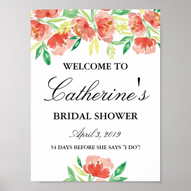 Bridal Shower Welcome Sign Flowers (Front)