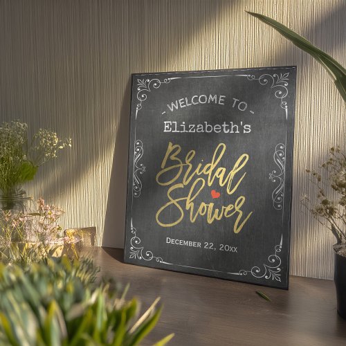 Bridal Shower Welcome Sign Gold Script Chalkboard