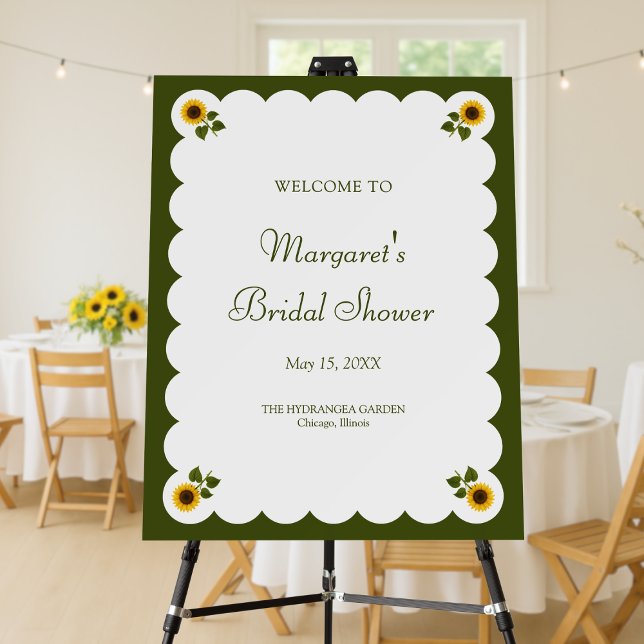 Bridal Shower Welcome Sign Green Sunflower  (Creator Uploaded)