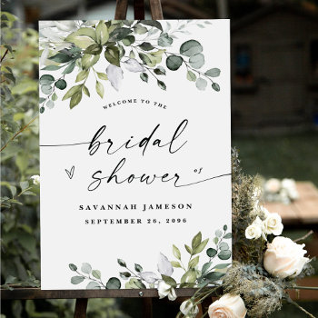 Bridal Shower Welcome Sign Greenery Poster 24x36 by RusticWeddings at Zazzle