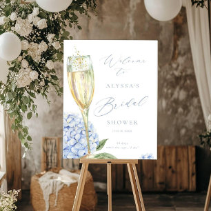 Bridal Shower Welcome Sign Large Blue Hydrangea