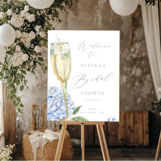 Bridal Shower Welcome Sign | Large Blue Hydrangea  (Creator Uploaded)