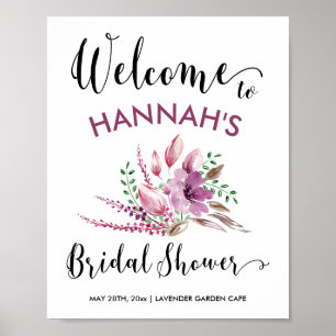 Bridal Shower Welcome Sign Lavendar & Lilac Floral