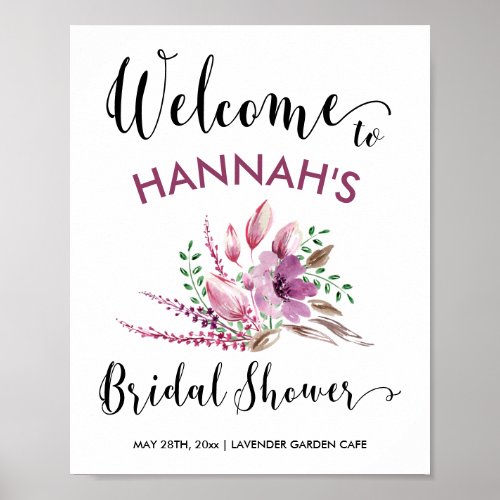 Bridal Shower Welcome Sign Lavendar  Lilac Floral