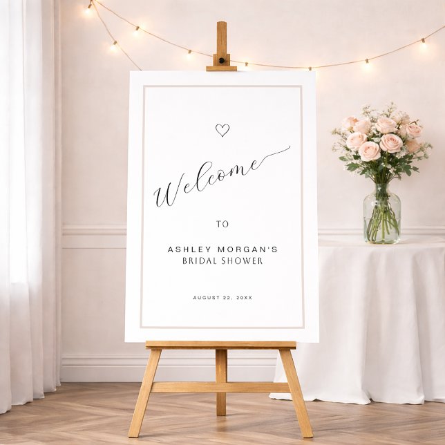 Bridal Shower Welcome Sign | Minimal Black Script  (Welcome Guests with Elegant Simplicity)