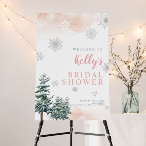 Bridal shower welcome sign pink and blush winter foam board