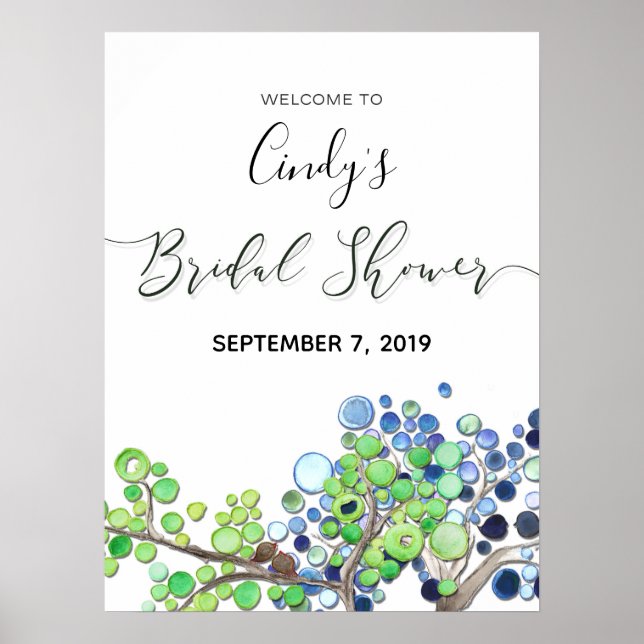 Bridal Shower Welcome sign - Romantic Forest (Front)