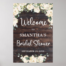 Bridal Shower welcome sign rustic wood greenery