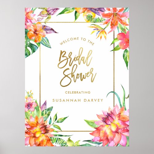 Bridal Shower Welcome Sign  Tropical Watercolors